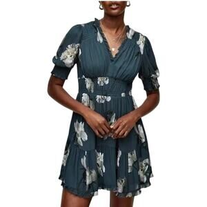 ALLSAINTS Via Cordelia Smocked Ruffled Dress Cottage Floral